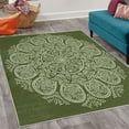 thumbnail image 2 of Oriental Decorative Rug, Abstract Round Mandala Designed with Flower Leaves and Stems Elements, Quality Carpet for Bedroom Dorm and Living Room, 6 Sizes, Olive Green, by Ambesonne, 2 of 4