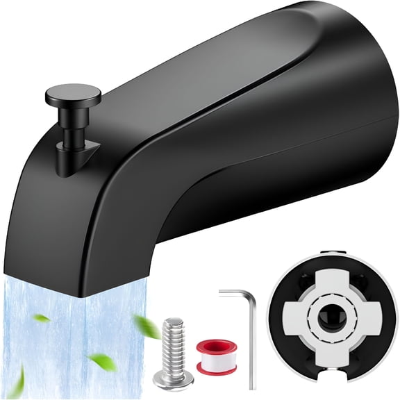 HIBIBUD Universal Bathtub Tub Spout with Diverter, Fits 1/2" Slip-Fit Copper Pipe Connection, Pull Down Bathtub Faucet Spout Replacement, Easy Installation (Matte Black)