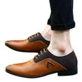 thumbnail image 2 of Heiheiup Classical Style Leather Shoes For Men Slip On PU Leather Low Rubber Sole Block Heel Work, 2 of 7