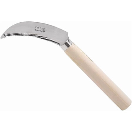 K206 Stainless Steel Sickle with Wood Handle, 4.3-Inch Blade