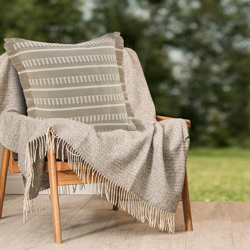 Harlow Hill Bailey 24" x 24" Tan/White Striped Outdoor Adult Decorative Throw Pillow Cover