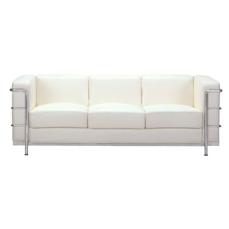 Modern Contemporary Living Room Sofa White Leather Chrome Steel Modern Contemporary Living Room Sofa White Leather Chrome Steel
