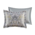 thumbnail image 4 of JERFIT King Size 5-Piece Damask Duvet Cover Set, Grey Cotton Sateen Bedding Set with Decorative Pillows, 4 of 10