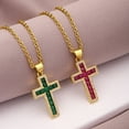 thumbnail image 5 of Jiwoy Cross Necklace for Women Christian Pendant Necklace 3A Cubic Zirconia Stainless Steel 18k Gold Plated 18 Inches Chain, 5 of 5