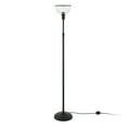 thumbnail image 3 of Evelyn&Zoe Francis Torchiere Floor Lamp with Ribbed Glass Shade, Blackened Bronze/Clear, 3 of 11