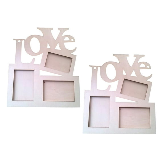 GOOHOCHY Wooden Photo Frame for Home Decoration Multi Color Display 3 Pictures Synhetic Material 2 Pcs