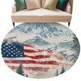 thumbnail image 2 of Independence Day Washable Round Area Rug 8 ft, Mountains Forests American Flag, Soft Non Slip Rugs Stain Repellent Indoor Felt Carpet for Living Dining Room Bedroom Home Office, 2 of 9