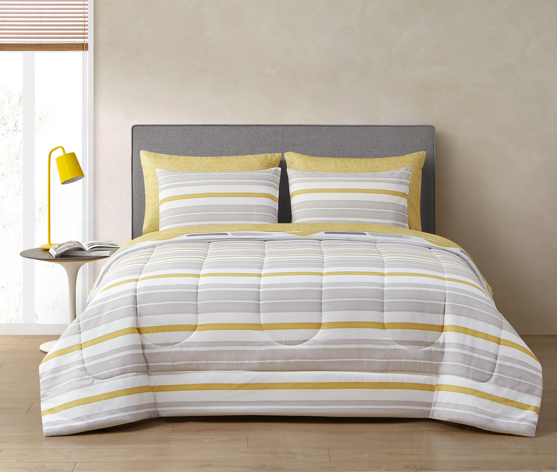 Style2 Kaiser Gray and Yellow 7-Piece Mix & Match Reversible Bed in a Bag, Queen - image 5 of 15