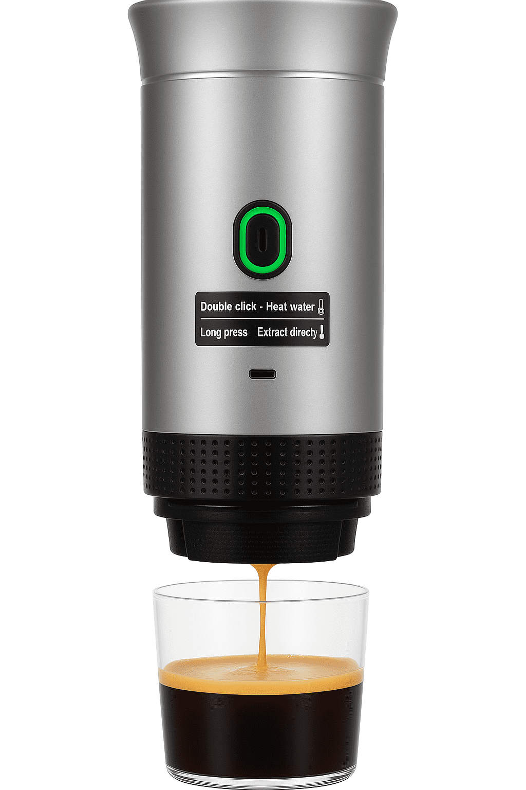 Coffee My Cup Portable Espresso Maker – 3-in-1 Travel Coffee Machine with USB-C | Ground Coffee, Nespresso & Dolce Gusto Compatible (Silver)
