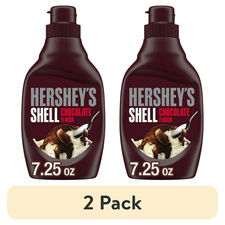 (2 pack) Hershey's Chocolate Flavored Shell Topping, Bottle 7.25 oz