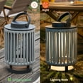 thumbnail image 4 of Outdoor Solar Lights Patio Decorative Lanterns with Handle Aluminum Lantern with Braided Rope,Gray,15.8 Inches, 4 of 5