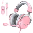 thumbnail image 1 of Auriculares para juegos FIFINE H9 USB para colocar sobre las orejas con conector 7.1 de 3,5 mm, color rosa, 1 of 7