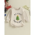 thumbnail image 2 of CIYCuIT Baby Girls Christmas Sweatshirt Romper Long Sleeve Christmas Tree Letter Print Bodysuit Newborn Loose Jumpsuit Daily Clothes 0-24 Months, 2 of 8