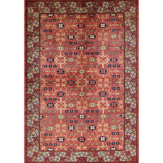 Ahgly Company Indoor Rectangle Mid-Century Modern Sunrise Orange Oriental Area Rugs, 2' x 3'