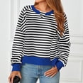 thumbnail image 4 of Htigea Women's Y2K Striped Sweatshirts Oversized Long Sleeve Crew Neck Pullover Casual Loose Everyday Tops for Teen Girls Dark Blue L, 4 of 8