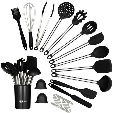 

DYTesa Silicone Cooking Utenslis Set 27Pcs Nonstick Food Grade Silicone Cookware Set with Handle Black
