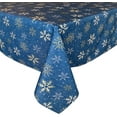 thumbnail image 1 of Lintex Blue Farmhouse Snowflake Fabric Christmas Tablecloth - Blue, Gold and White Country Rustic Holiday Tablecloth, 52" x 52" Square, 1 of 8