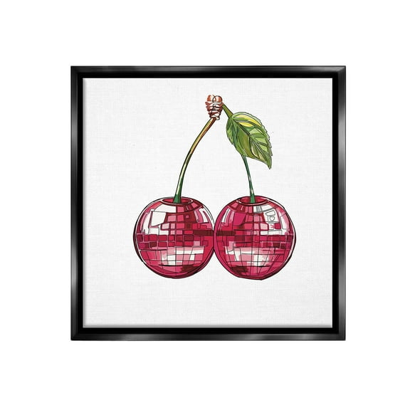 Stupell Industries Patterned Cherry Fruit Food & Beverage Painting Black Floater Framed Canvas Art Print Wall Art, 18 x 18