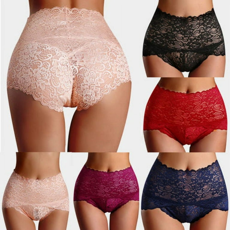 Women Sexy Lace Comfortable High Waist See Through Knickers Panties Tummy  Control Brief Lingerie Underwear Ladies Shapewear