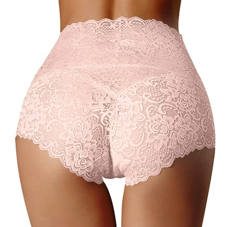 

ZMHEGW Tummy Control Underwear For Women High Waist Thin Hollow Lace Ladies Pure Cotton Crotch Large Size Belly Briefs Women s Panties