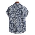 thumbnail image 5 of Camiseta de manga corta cómoda de lino y algodón informal a la moda para hombre Pompotops  oipoqjl43854, 5 of 5