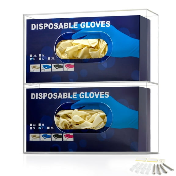 Storage Standard Double Glove Box Holder - Wall Mount Glove Dispenser, Multipurpose Dispenser, Acrylic Glove Station for Medical and Kitchen Use | Storage Organizer