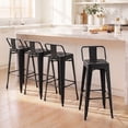 thumbnail image 5 of Devoko 30 Inch Metal Bar Stools Set of 4, Stackable Kitchen Island Bar Stools with Removable Back, Industrial Dining Chairs for Kitchen, Dining Room（Black）, 5 of 7