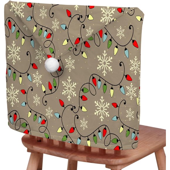 Christmas Chair Covers , Washable Xmas Seat Covers,for Festive Party Christmas Decorations (Set of 4,Coloured Lights)