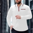 thumbnail image 2 of VSSSJ Men's Plus Size T-Shirt Regular Fit Quarter Zip Long Sleeve Lapel Collared Tops Business Casual Golf Shirt with Pocket White XXL, 2 of 9