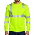 thumbnail image 2 of Men's Reflective Strip Long Sleeve Work T-Shirt Construction Workwear for Spring Fall Safety Wear,Fluorescent Green,L, 2 of 5