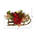 thumbnail image 2 of Nearly Natural 18" Poinsettia, Berries and Pinecone Artificial Arrangement with Ornaments, 2 of 6