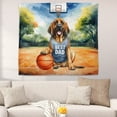thumbnail image 2 of Happy Father's Day Bloodhound Playing Basketball with Best Dad Jersey Tapestry Dog Lover Wall Hanging Backdrop Home Decor - 13006, 2 of 5