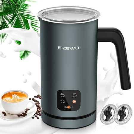 

Fithood Frother for Coffee Milk Frother 4 IN 1 Automatic Hot and Cold Foam Maker BIZEWO Stainless Steel Milk Steamer for Latte Cappuccinos Macchiato Hot Chocolate Milk with LED Touch Screen Pan