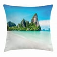 thumbnail image 1 of Landscape Throw Pillow Cushion Cover, Scenic View of a Beach with Lush Greenery and Limestone Rocks Summer Journey, Decorative Square Accent Pillow Case, 24 X 24 Inches, Multicolor, by Ambesonne, 1 of 2