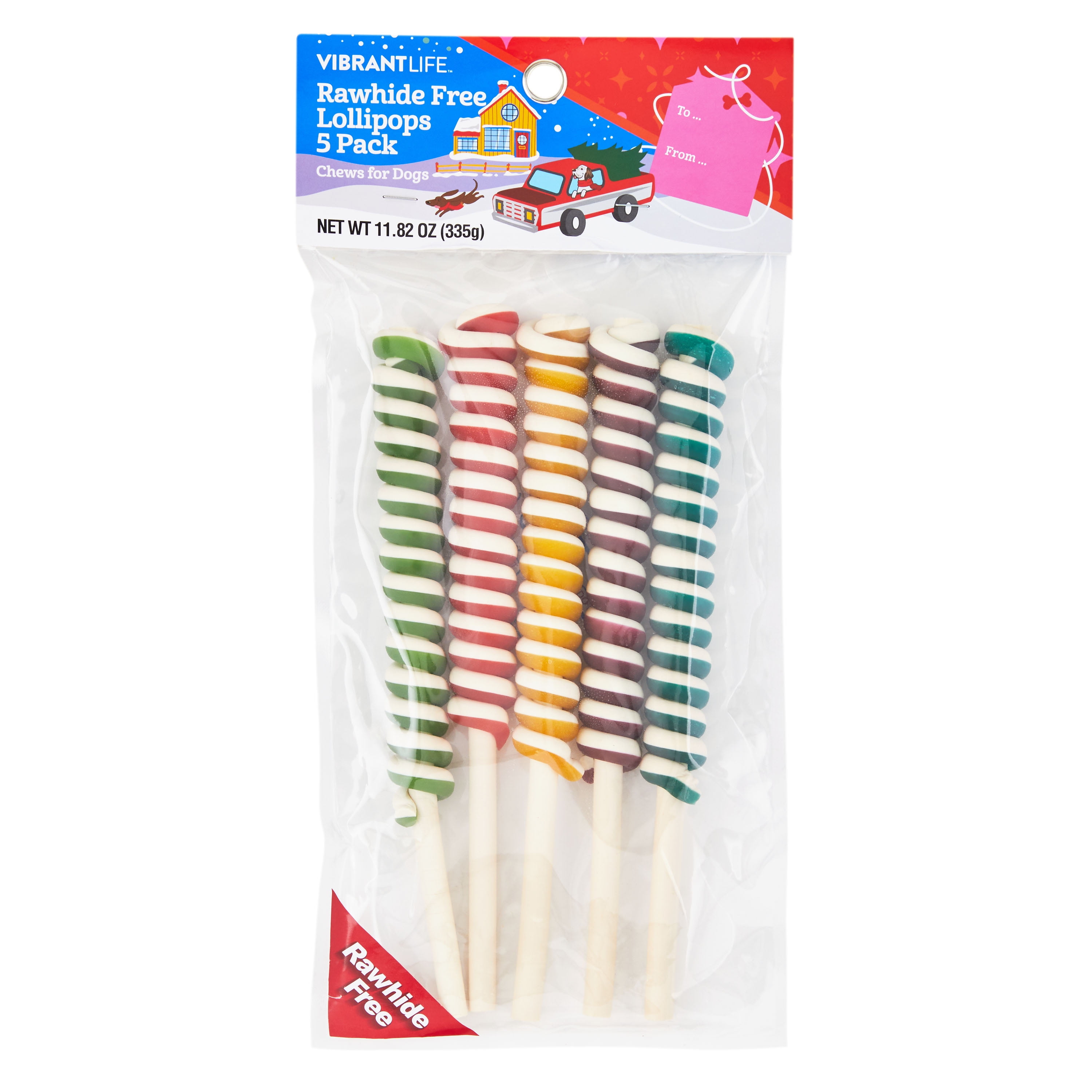 Vibrant Life Rawhide Free Lollipops, Holiday Chews for Dogs, 11.82 oz, 5 Count