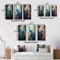 thumbnail image 4 of Designart "Blue Peacock Monochrome" Animals Framed Wall Art Set Of 3 - Teal Peacock Frame Canvas Set For Living Room Decor, 4 of 7