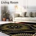 thumbnail image 2 of ODIKA 5'x7' Machine Washable Non-Slip Area Rug, Art Inspired Fan Motif With Radiating Details High Traffic Rug with Pad, Black, 569797, 2 of 8