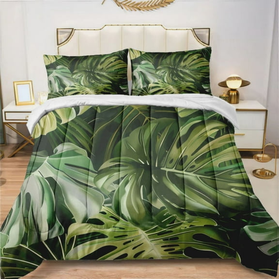 Green Palm Leaves (41) Comforter Set Bedding Set Duvet Set Set 3pcs Twin Size