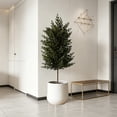 thumbnail image 4 of Artificial Topiary Tree Faux Potted Conifer Plants for Front Porch Outdoor Patio Indoor Christmas Decoration - Plastic Evergreens for Home Garden Entryway, 4 of 6