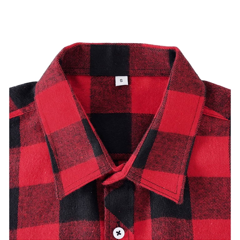 HAOMEILI Men's Plaid Flannel Button-Down Shirt photo 3