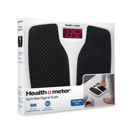 HEALTH O METER SPLIT MAT DIGITAL SCALE, 400 LBS CAPACITY, LED DISPLAY, BLACK AND WHITE