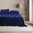 thumbnail image 2 of Cotton Alley 100% Cotton Sheets Queen Size - 300 Thread Count Satin Weave Queen Size Sheets Set, Deep Pocket Queen Sheet Set, 4 Pcs Cooling Sheets Queen Size, Comfy & Durable Queen Sheets (Navy Blue), 2 of 6