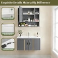 thumbnail image 4 of Gabinete de Baño de Lavamanos y Armario con Espejo Ajustable en 3 Colores, Armario de Pared para Baño con Grifos de Agua Caliente y Fría, Tuberías de Desagüe, Estante, 60 * 40 * 38cm (Gris), 4 of 9