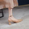 thumbnail image 3 of Zapatos de mujer de verano 2022, tacones altos gruesos, punta puntiaguda, correa en el tobillo, zapatos de tela de malla con tiras en el talón, 3 of 5
