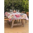 thumbnail image 2 of Outdoor Tablecloth with Umbrella Hole and Zipper, Pink Flower Rectangle Table Cloth 54x80 Inch Waterproof Tablecloth, Spring Floral Elegant Butterflies Birds Farmhouse Picnic Table Cover for Patio, 2 of 7