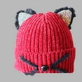 thumbnail image 3 of Kids Girls Sequin Cat Ears Hats Winter Knitted Beanie Hat for Outdoor Snow Ski Skull Cap with Embroidery,Color:Red, 3 of 4