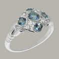 thumbnail image 2 of LBG British Made 10k White Gold ring with Natural Blue Topaz & Diamond Womens Statement Ring - 33 size options - Size 11, 2 of 6