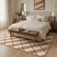 thumbnail image 2 of 5x7 Area Rugs for Living Room Machine Washable Non Slip Low Pile Lightweight Indoor Rug for Bedroom, Farmhouse Decor with Diagonal Check Pattern, Rust Cream, 2 of 5