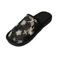 thumbnail image 2 of Women’s Floral Lace Embroidery Open Toe House Slippers, Breathable Mesh Slip On Indoor Bedroom Slippers Non Slip Soft Sole Casual Home Shoes for Ladies,Black 43, 2 of 6