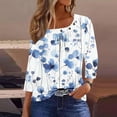 thumbnail image 2 of Back to School Pohista Fall Tees Slim Fit Blouses & Button-Down Shirts Petite 3/4 Sleeve Tunic Tops for Women My Order My Items, 2 of 5